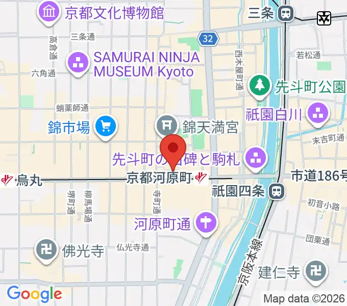 穴沢楽器店の地図