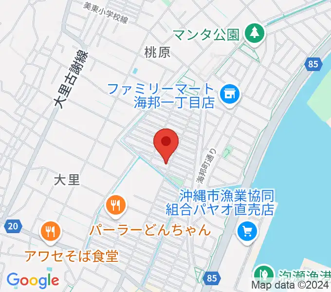 新崎太鼓三味線店の地図