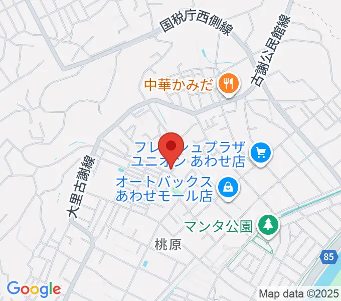 新崎太鼓三味線店の地図