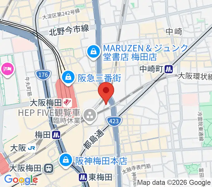 ドルチェ楽器大阪店の地図