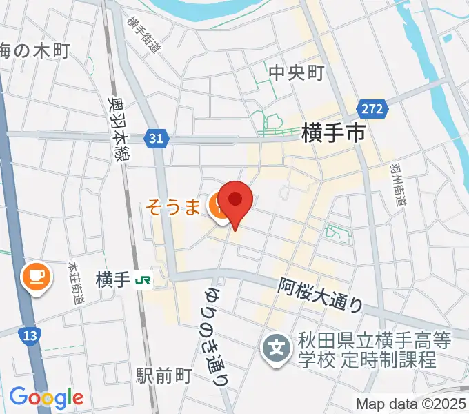 カシワヤ楽器 横手駅前店の地図