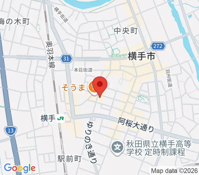 カシワヤ楽器 横手駅前店の地図