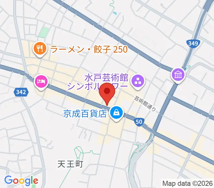 かわまた楽器店の地図