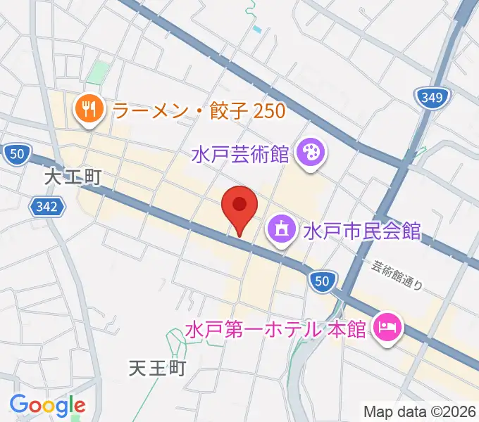 かわまた楽器店の地図