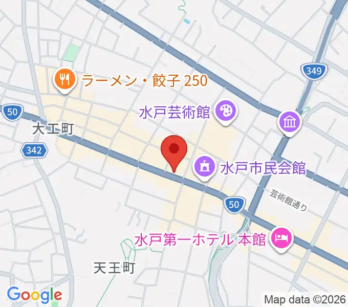 かわまた楽器店の地図