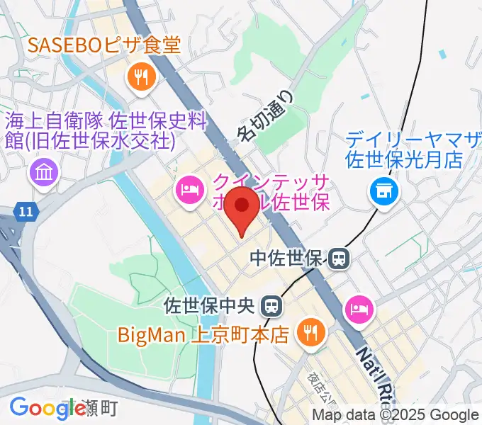 前川楽器店の地図