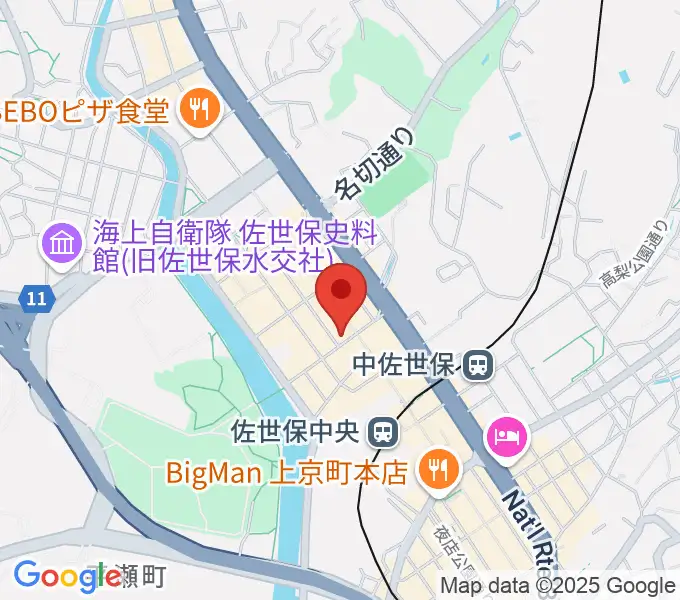 前川楽器店の地図