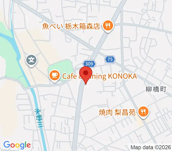 オオノ楽器 栃木店の地図