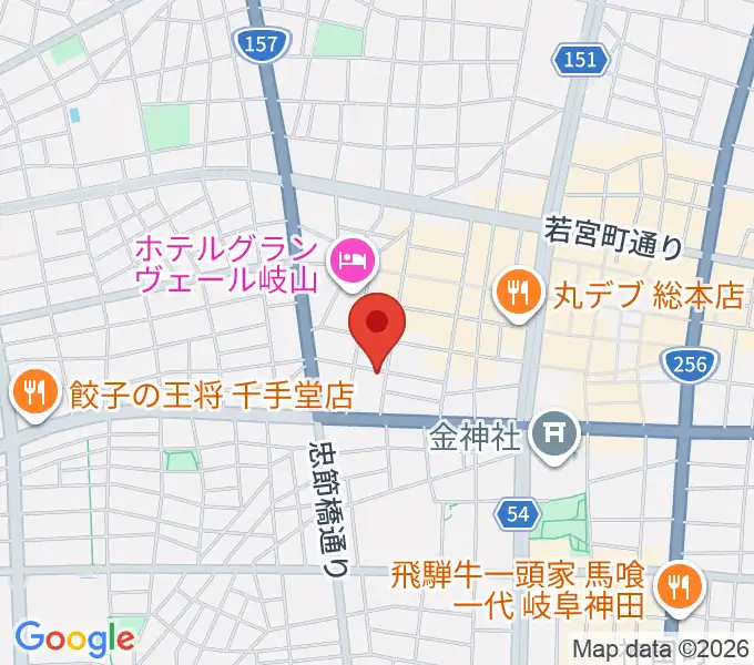 ピアノ百貨 岐阜店の地図