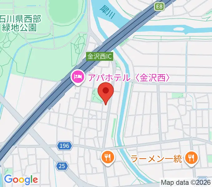 ピアノ工房カナザワの地図