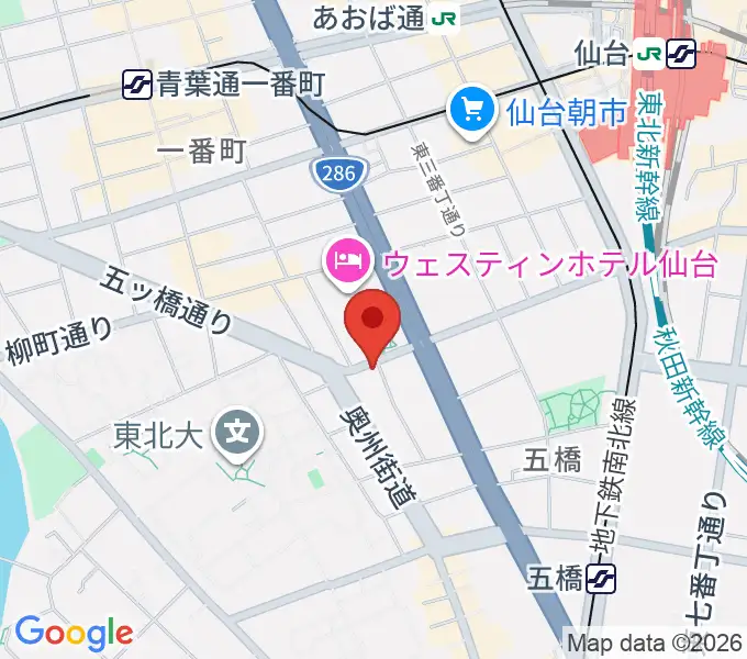 ピアノテック仙台の地図