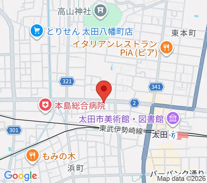 鈴木楽器 太田本町店の地図