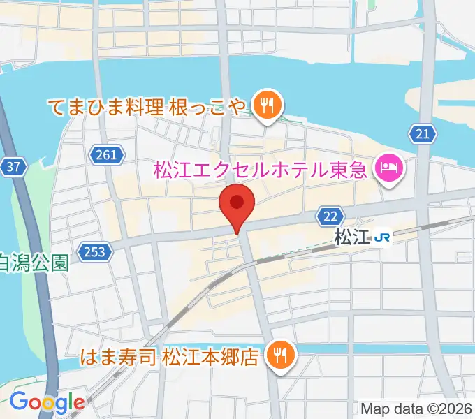 タカキ楽器店の地図