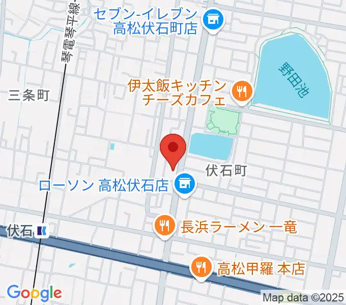 ピアノギャラリーたかまつ楽器の地図