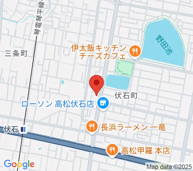 ピアノギャラリーたかまつ楽器の地図