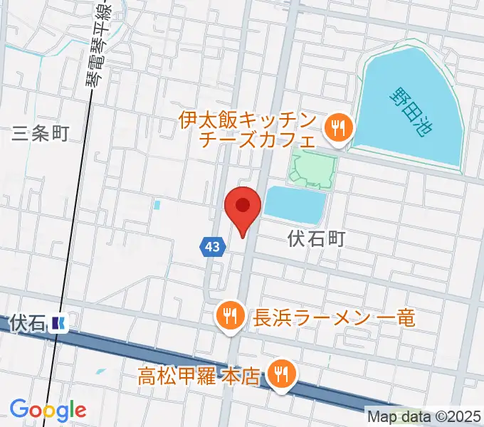 たかまつ楽器の地図