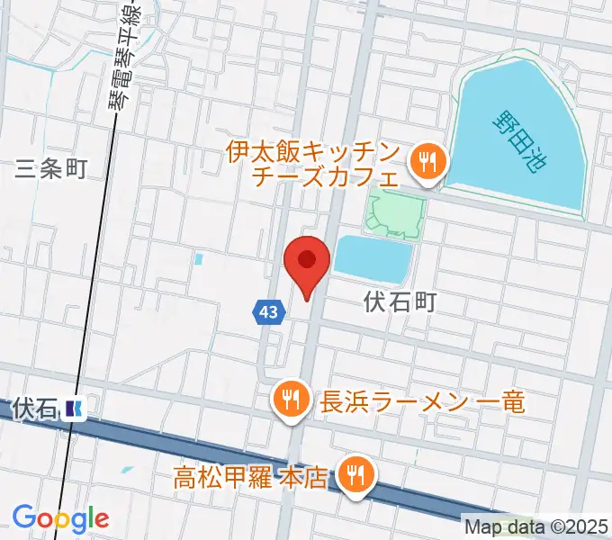 たかまつ楽器の地図