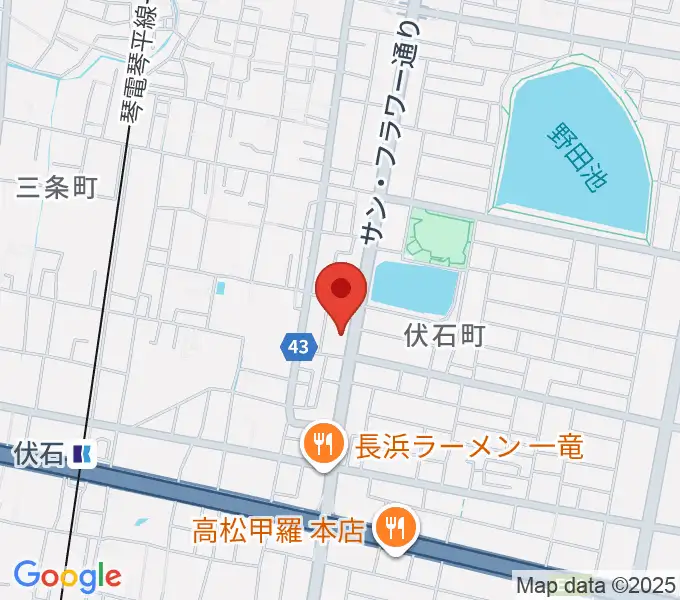 たかまつ楽器の地図