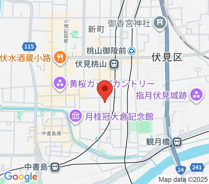 若林楽器店の地図