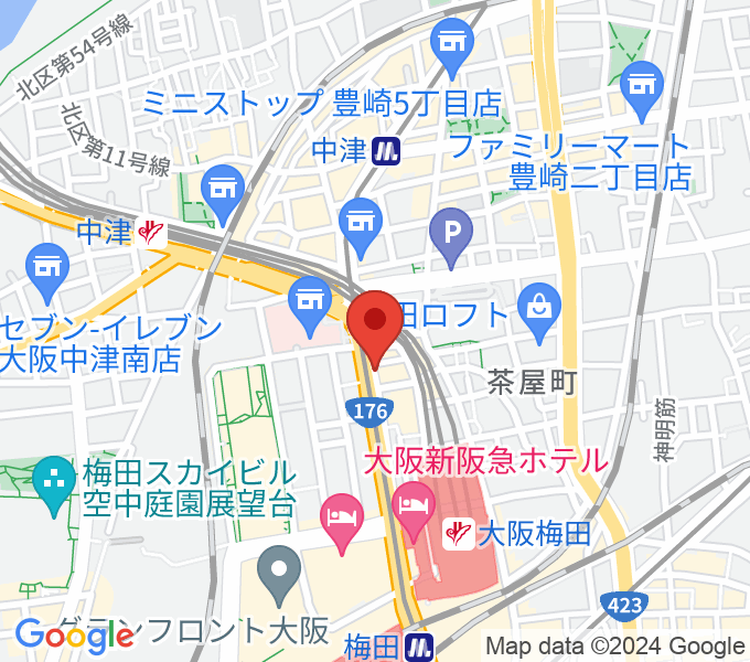 ワタナベ楽器店 大阪店の場所