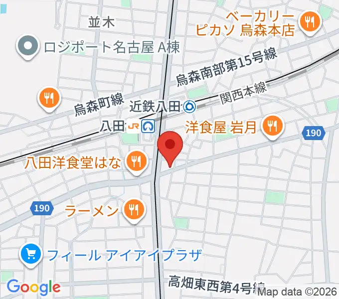 矢木楽器店 八田本店の地図
