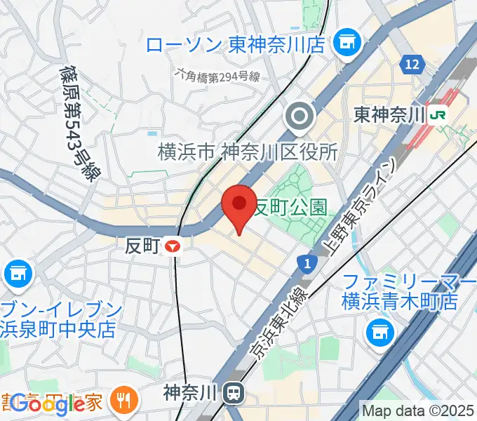 横浜日本屋楽器の地図