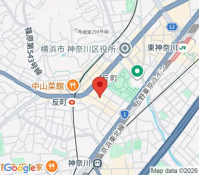 横浜日本屋楽器の地図