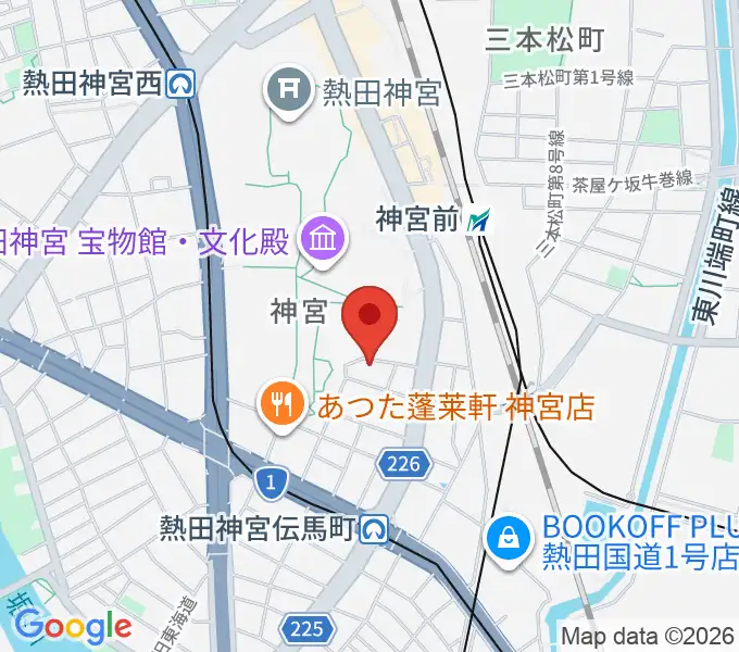 ヨモギヤ楽器 神宮前本店の地図