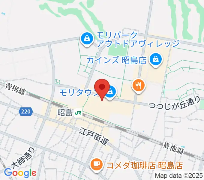 宮地楽器 昭島モリタウンセンターの地図