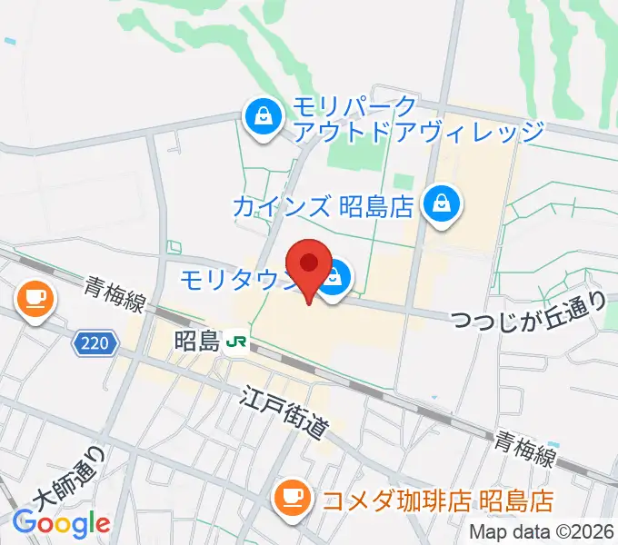 宮地楽器 昭島モリタウンセンターの地図