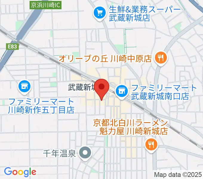 川上楽器 新城センターの地図