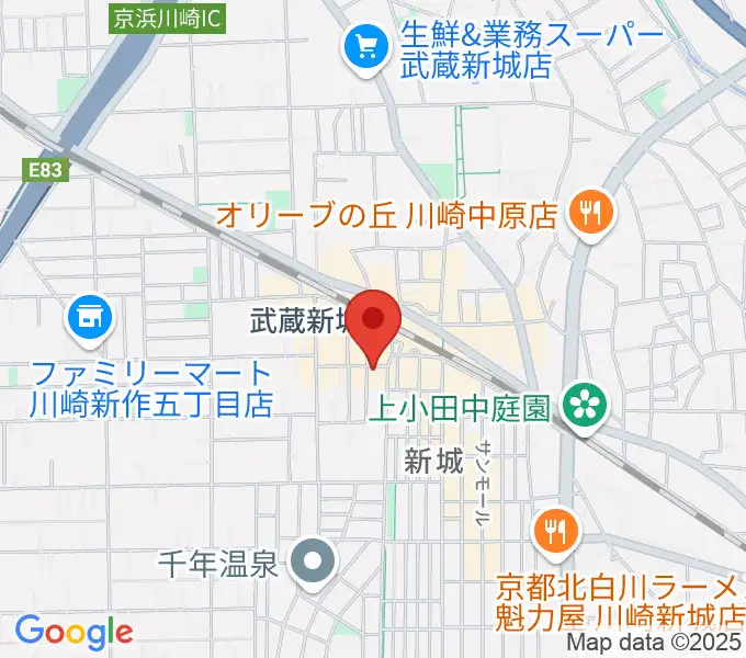 川上楽器 新城センターの地図