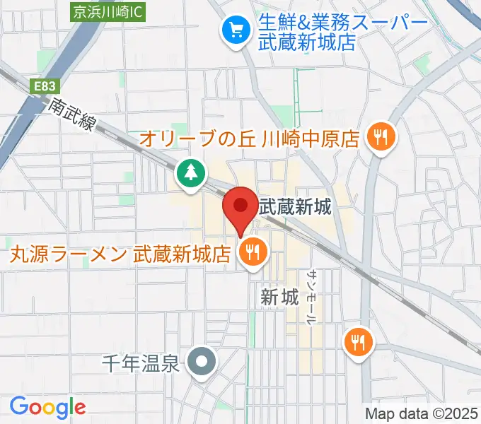 川上楽器 新城センターの地図