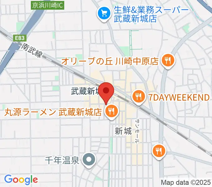 川上楽器 新城センターの地図