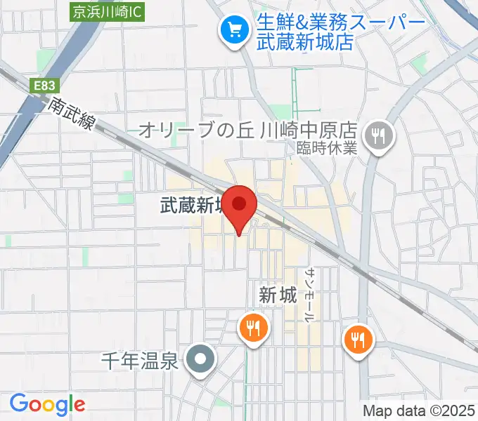 川上楽器 新城センターの地図