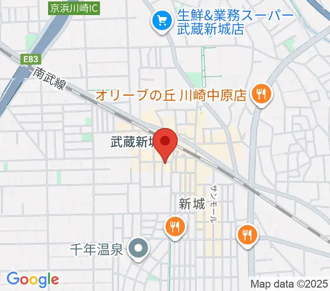 川上楽器 新城センターの地図