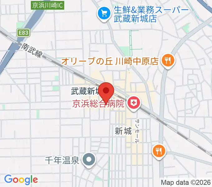 川上楽器 新城センターの地図