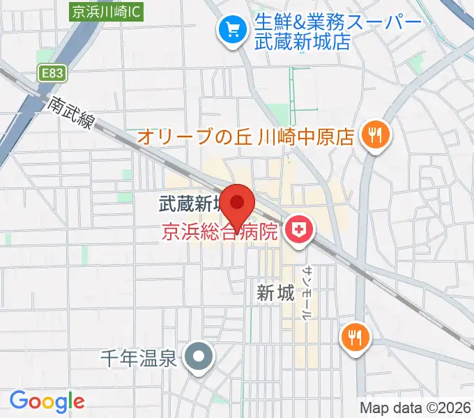 川上楽器 新城センターの地図