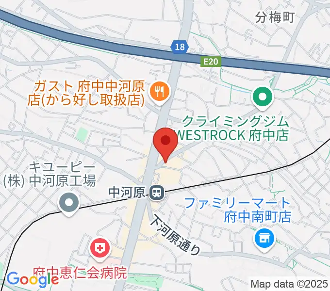 宮地楽器 中河原センター練習室の地図
