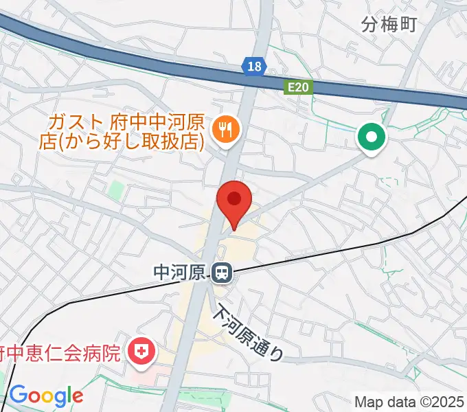 宮地楽器 中河原センター練習室の地図