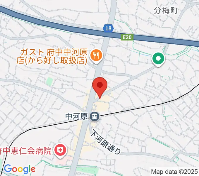 宮地楽器 中河原センター練習室の地図