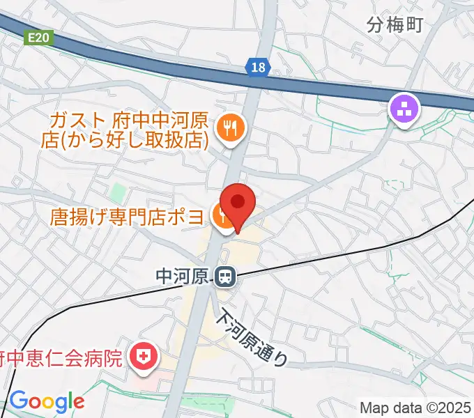 宮地楽器 中河原センター練習室の地図