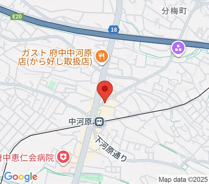 宮地楽器 中河原センター練習室の地図