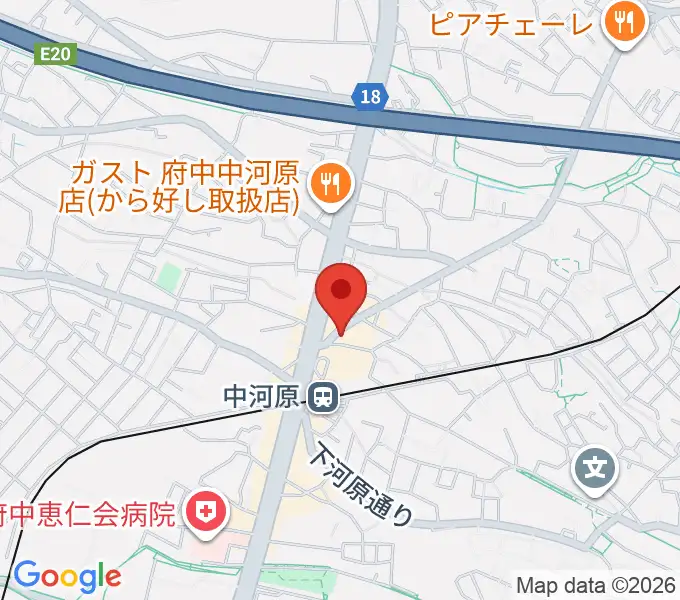 宮地楽器 中河原センター練習室の地図