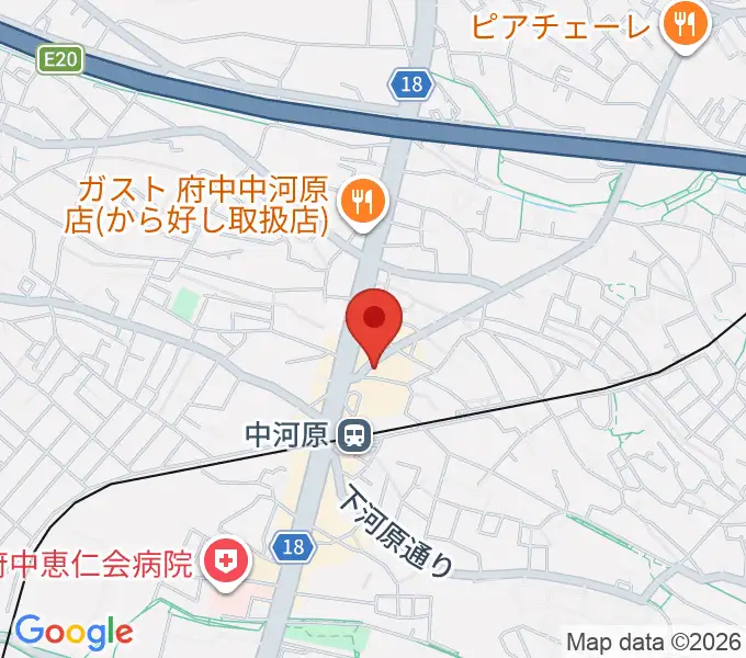 宮地楽器 中河原センター練習室の地図