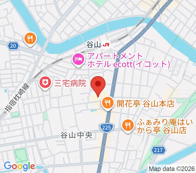谷山サザンホールの地図