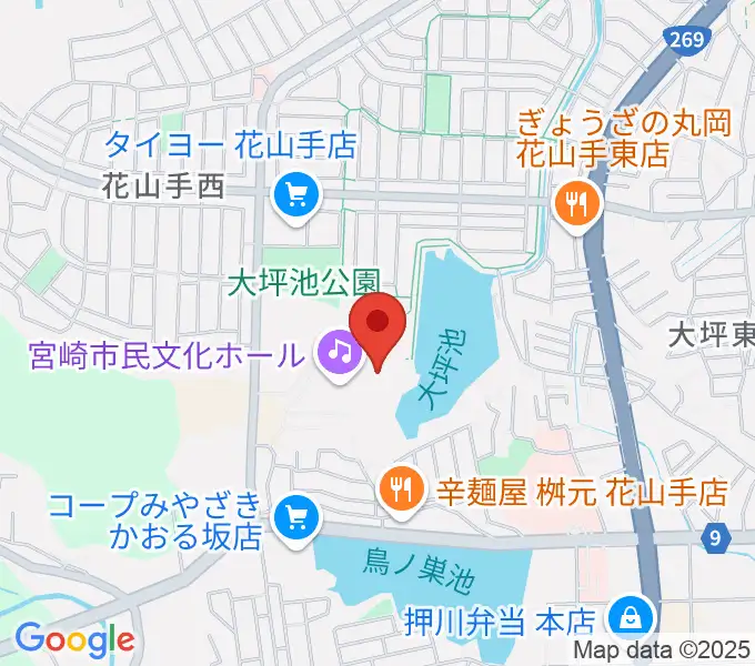 宮崎市民文化ホールの地図