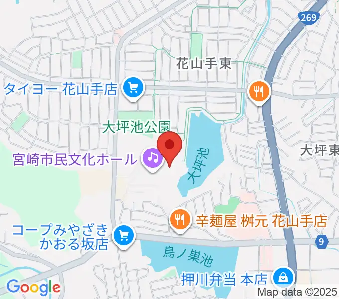 宮崎市民文化ホールの地図