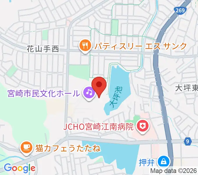 宮崎市民文化ホールの地図
