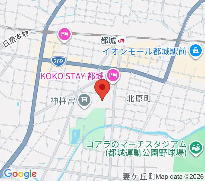 都城市総合文化ホールの地図